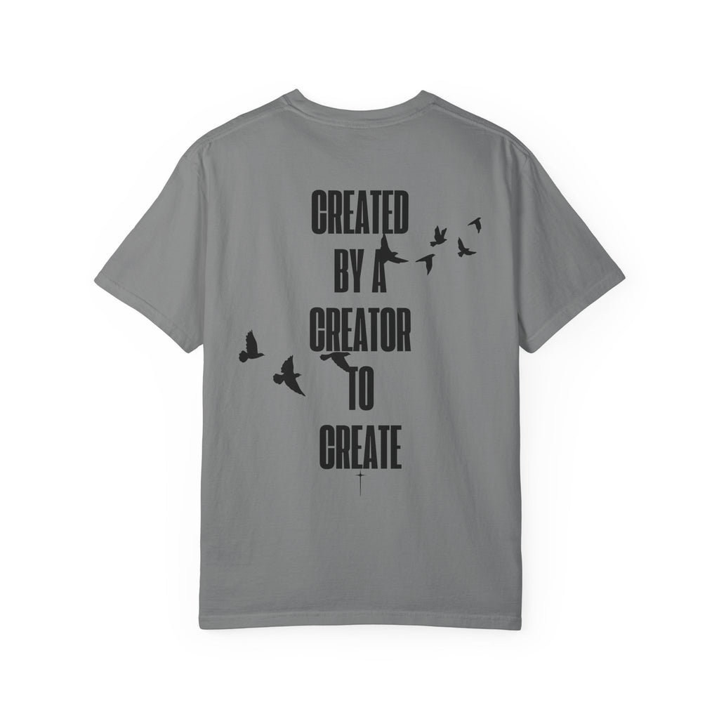 Created by a Creator to Create T‑Shirt — Inspirational Graphic Tee with Flying Birds