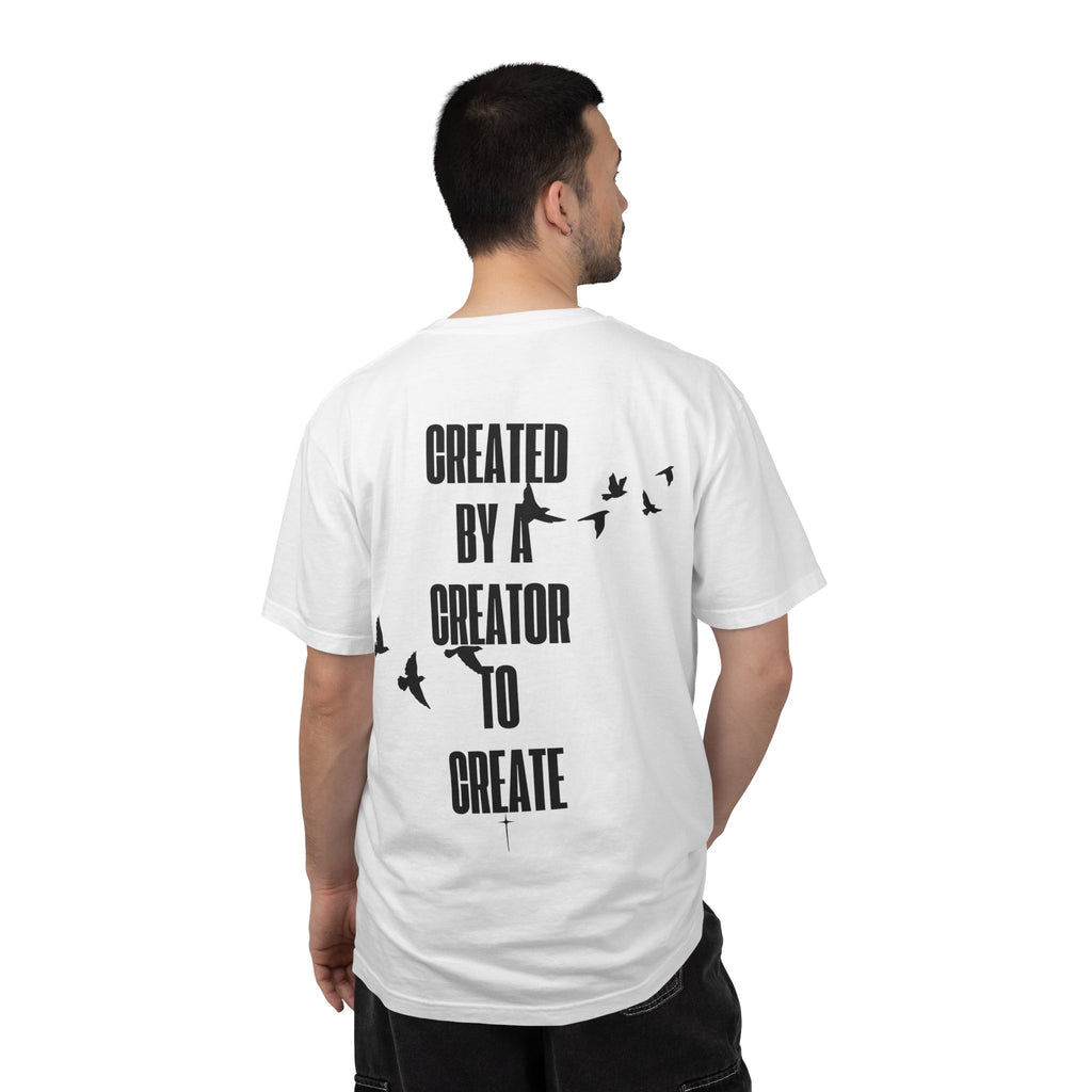 Created by a Creator to Create T‑Shirt — Inspirational Graphic Tee with Flying Birds