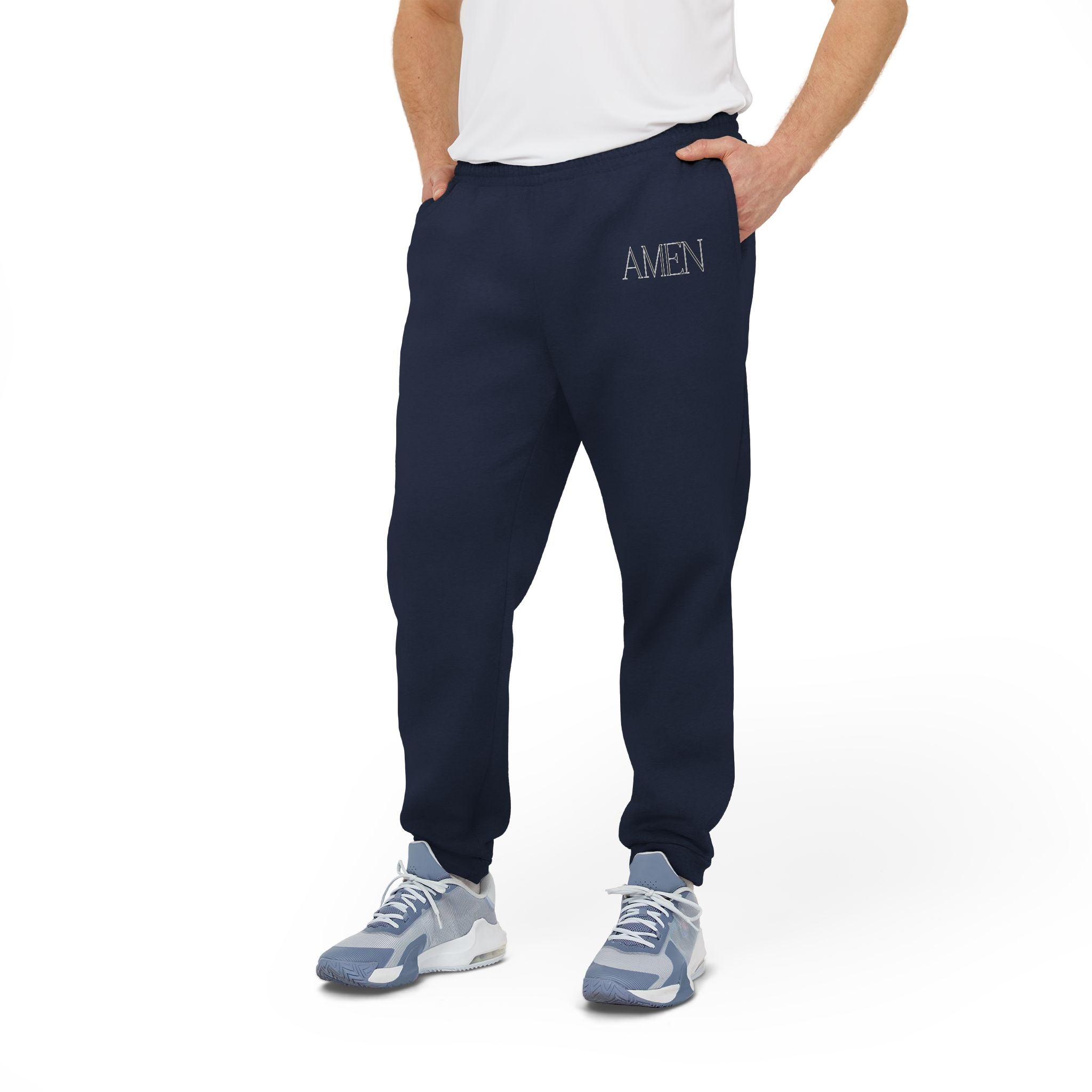 AMEN Unisex Fleece Joggers for Comfort, Stylish Athletic Pants, Perfect for Workouts, Relaxation, Cozy Wear, Gifts for Him/Her